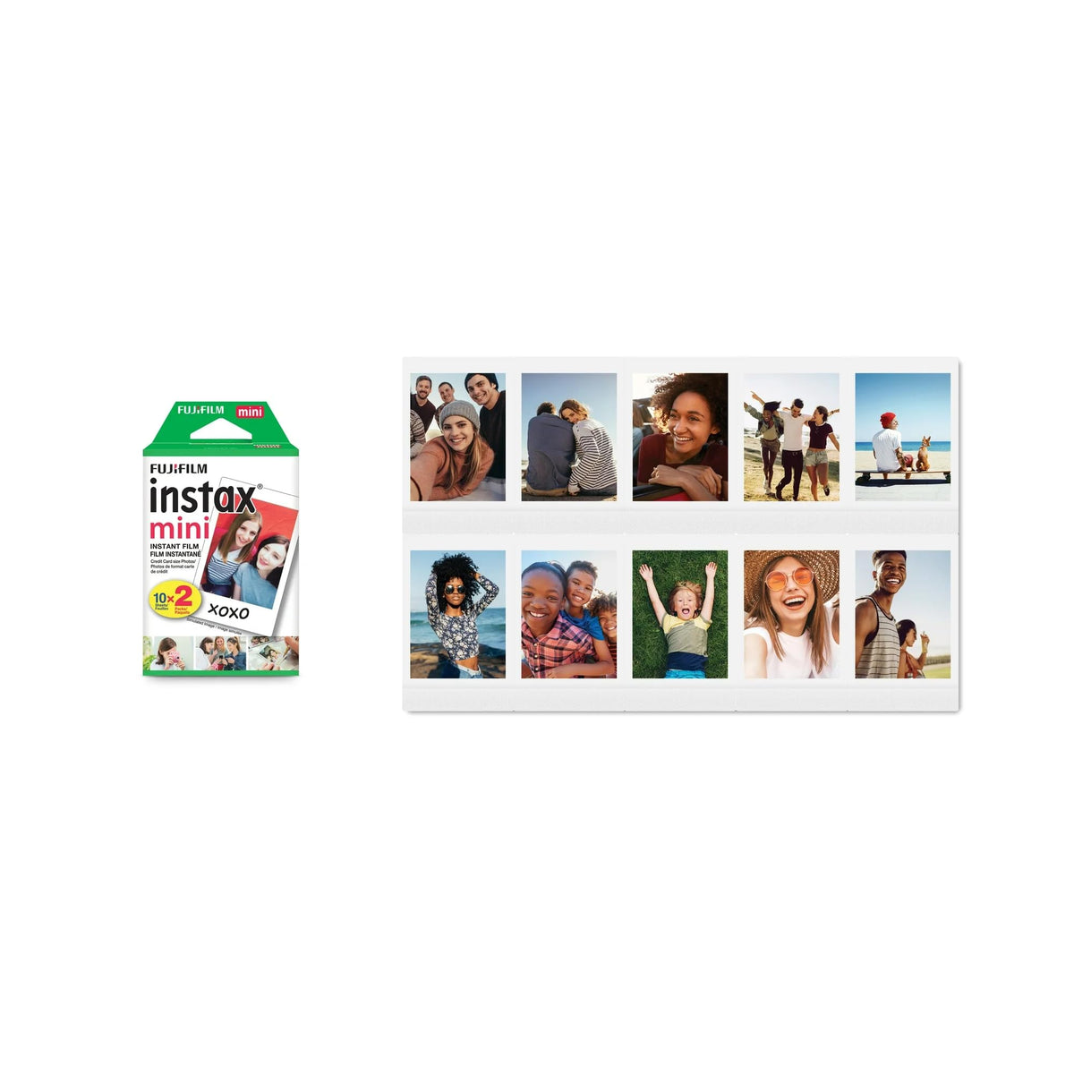 Credit-card sized Fujifilm Mini film with classic white frame for personalization