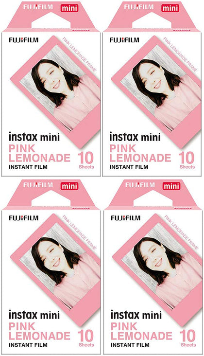 Fujifilm front packaging shows pink-lemonade border and vibrant instant photo results