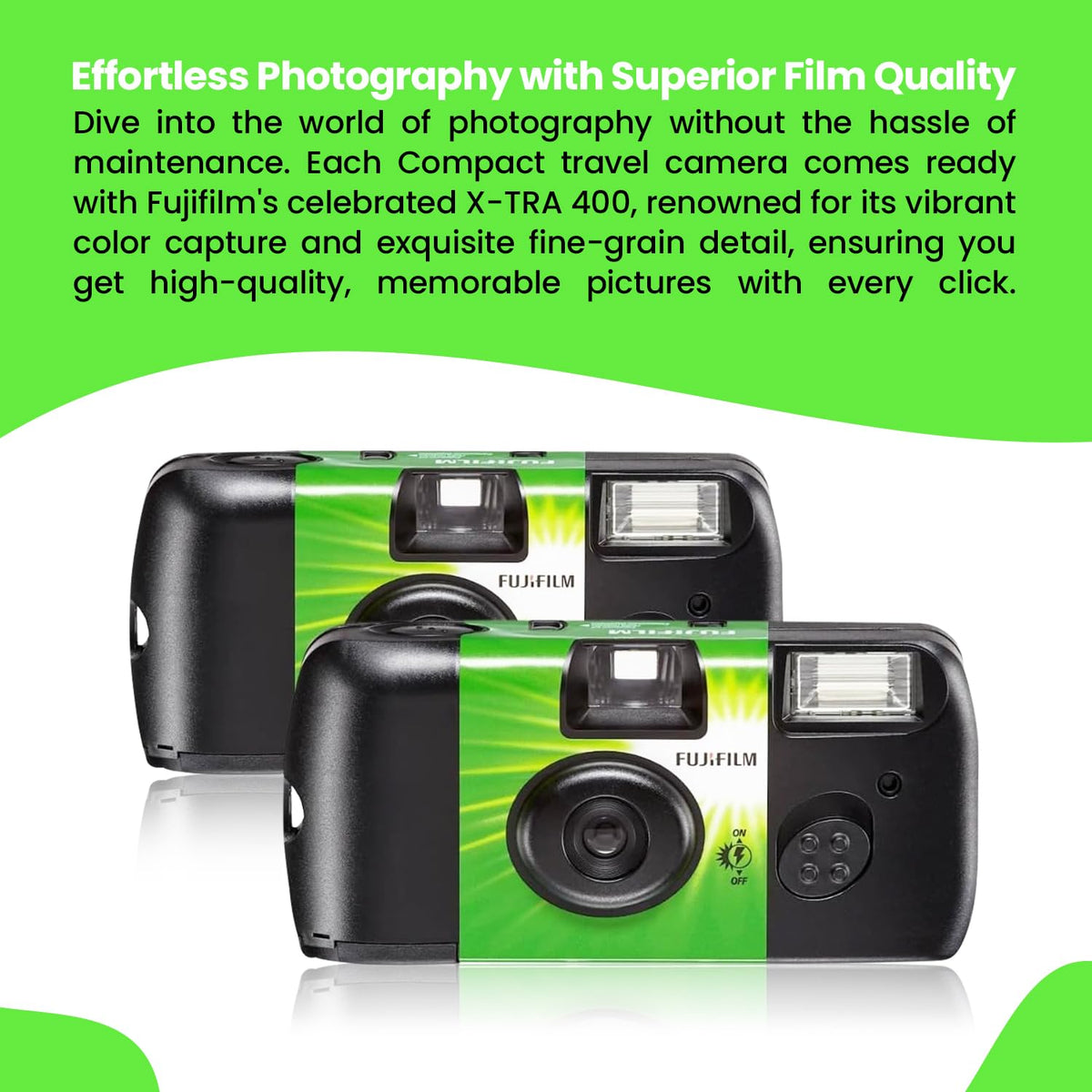 fujifilm QuickSnap built-in flash detail demonstrating easy low-light shooting up to ten feet