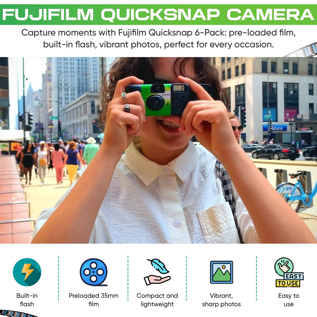 Fujifilm Quicksnap in use with built-in flash ensuring proper exposure.