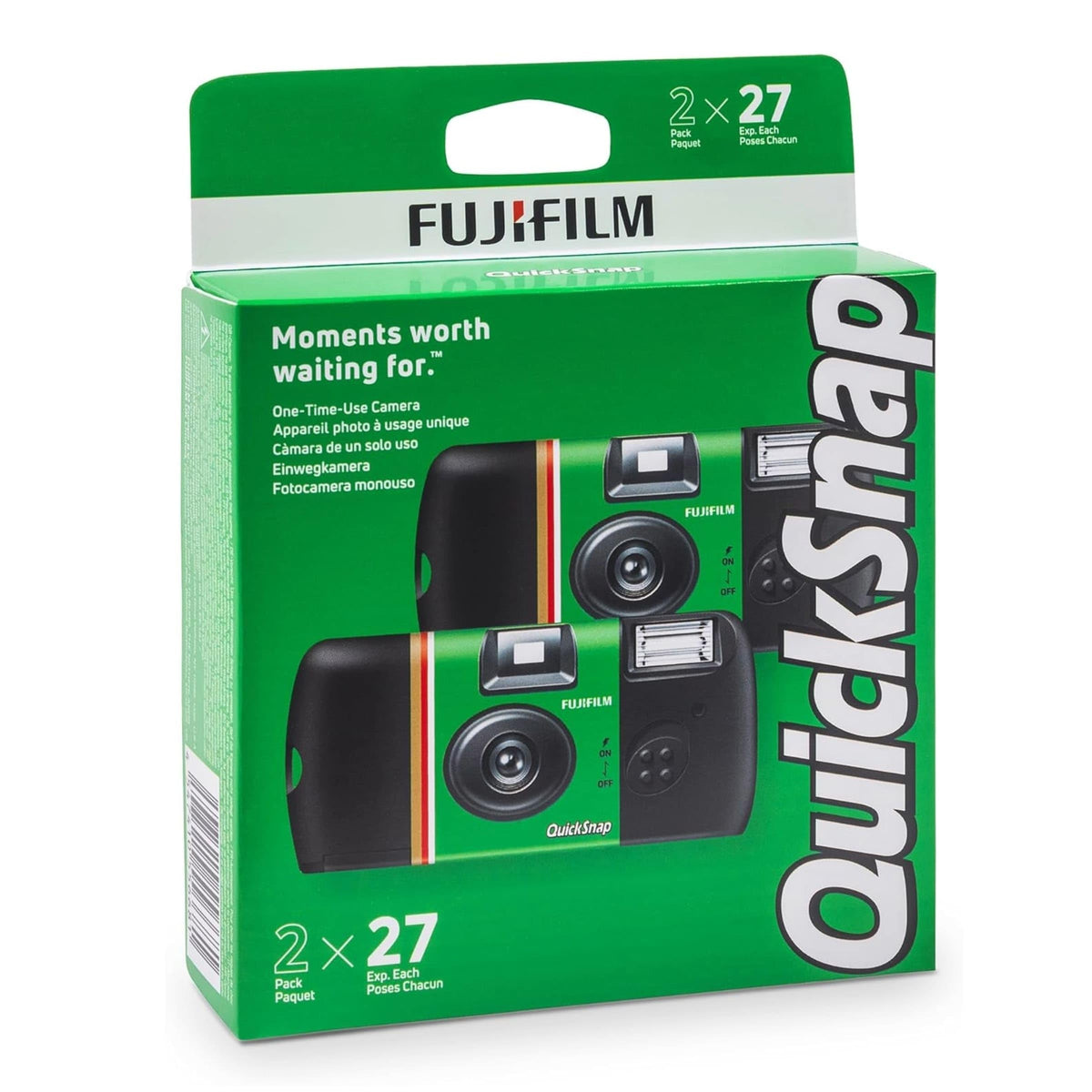 Fujifilm QuickSnap Flash 400 disposable-camera design for simple travel.
