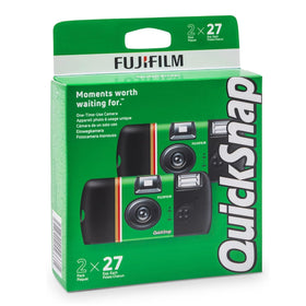 Fujifilm QuickSnap Flash 400 disposable-camera design for simple travel.