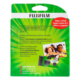 Fujifilm QuickSnap disposable camera in a portable single-use form.
