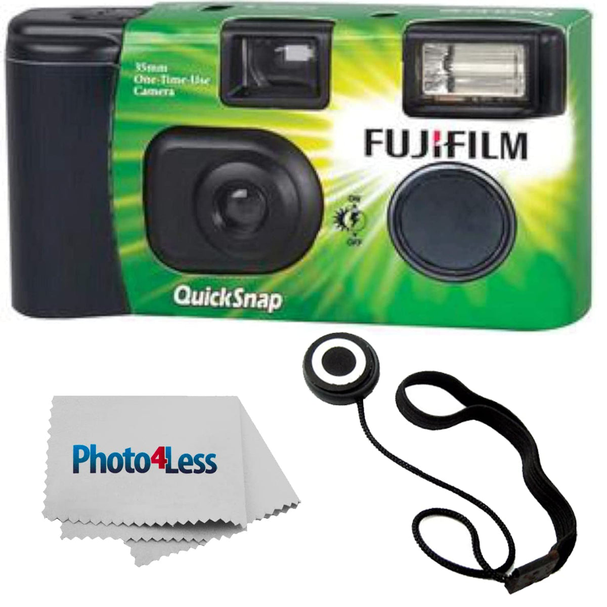 Fujifilm QuickSnap Flash 400 front view showing compact disposable camera for easy snapshots