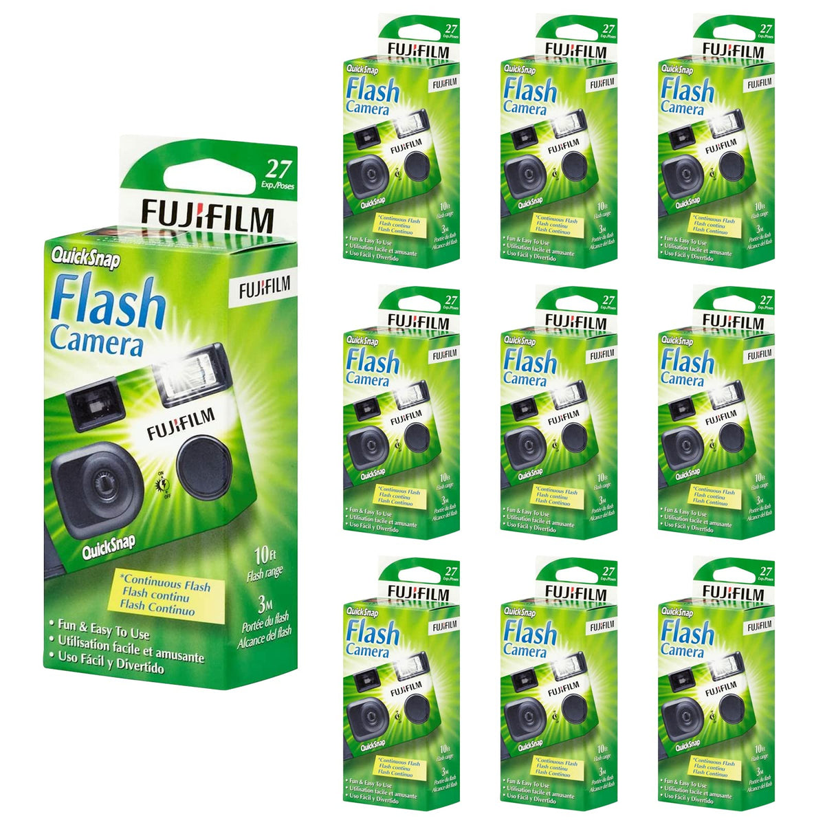 Fujifilm QuickSnap Flash 400 front view showing compact, portable camera.