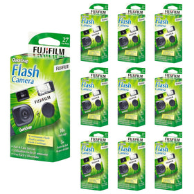 Fujifilm QuickSnap Flash 400 front view showing compact, portable camera.