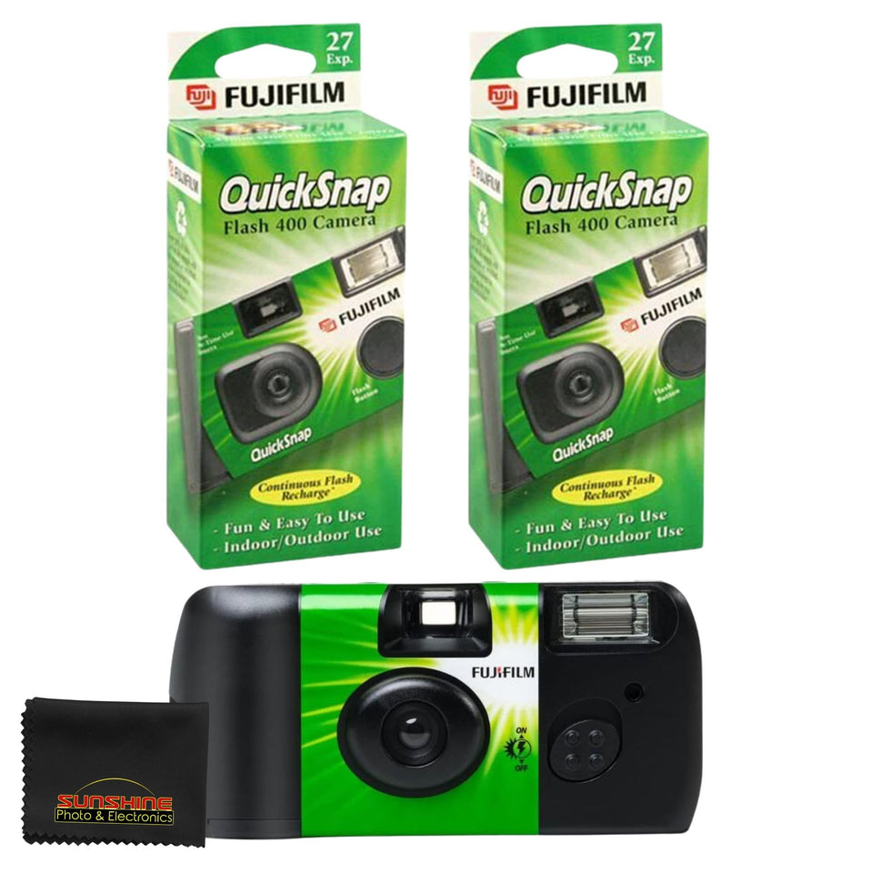 Fujifilm QuickSnap Flash 400 front view, compact design for quick outdoor memories.