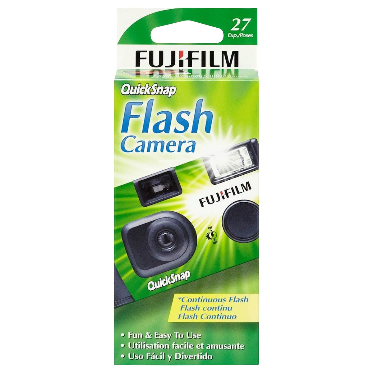 Fujifilm QuickSnap Flash 400 side view emphasizing lightweight handling.