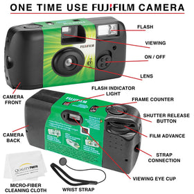 Fujifilm QuickSnap Flash lens and viewfinder close-up showing clear framing benefit