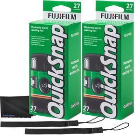 Fujifilm QuickSnap front packaging showing compact camera, convenience benefit