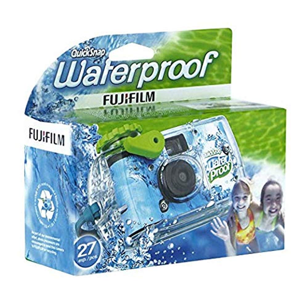 Fujifilm QuickSnap Waterproof close-up of shutter and film door highlighting durable waterproof design