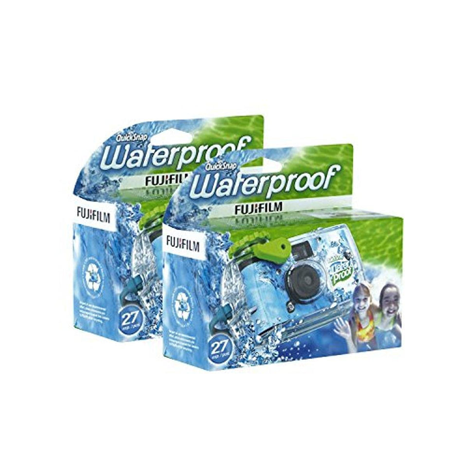 Fujifilm QuickSnap showing front packaging and waterproof benefit for adventure use
