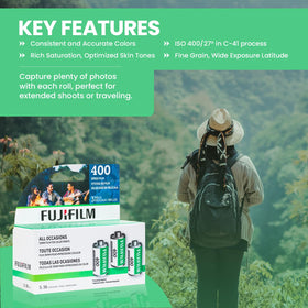 Three Fujifilm rolls arranged to show the convenience of a 3-pack