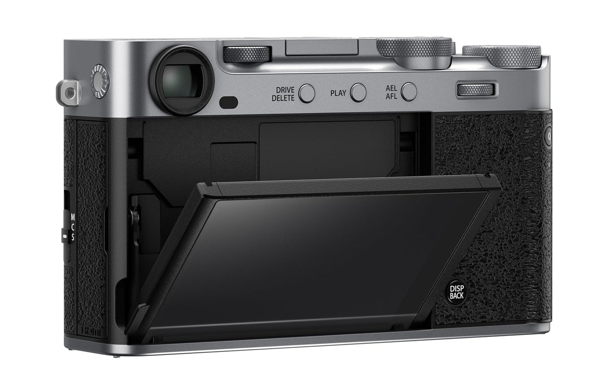Fujifilm X-E5 aluminum top plate detail conveys premium build quality.