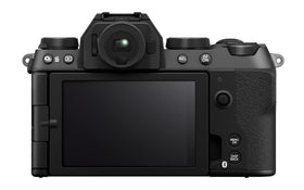 Fujifilm X-S20 back view shows 180-degree LCD for selfies and angles