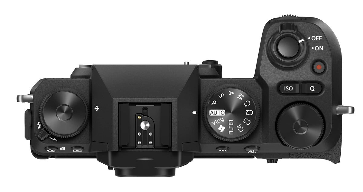 Fujifilm X-S20 top view reveals ergonomic controls for fast settings