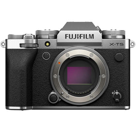 Fujifilm X-T5 silver body shown for a compact, portable look on the go