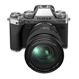 X-T5 silver camera back showing dials and ergonomic design for all-day use.