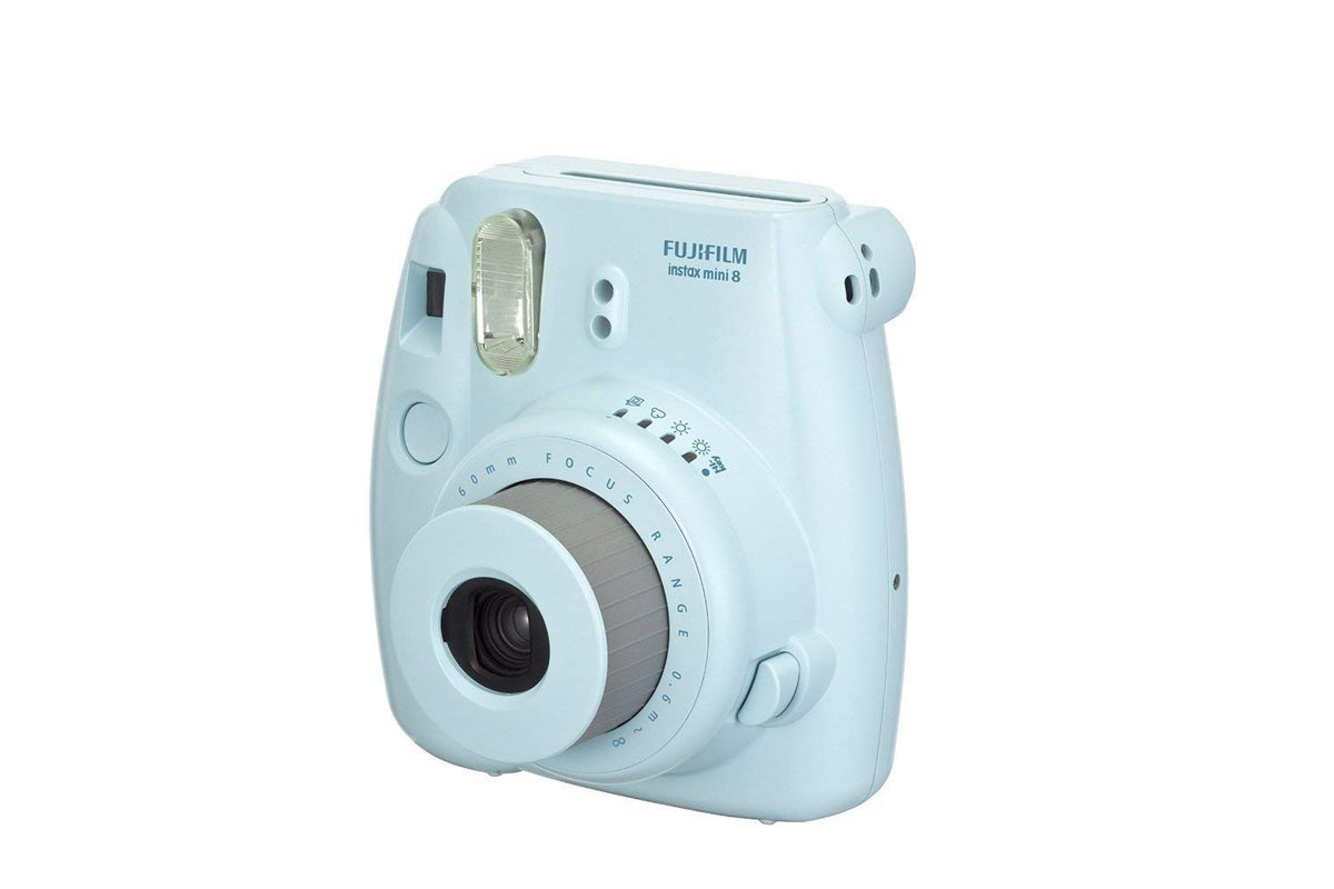 FujiFilm Instax Mini 8 Blue back view highlights easy handling and quick capture