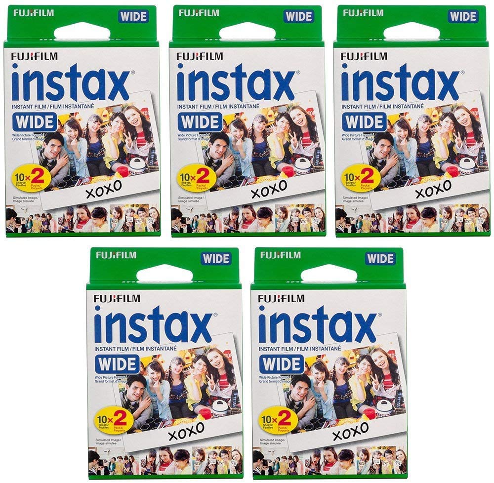 Fujifilm Instax Wide film cartridge loading for quick setup and ten-shot sessions.