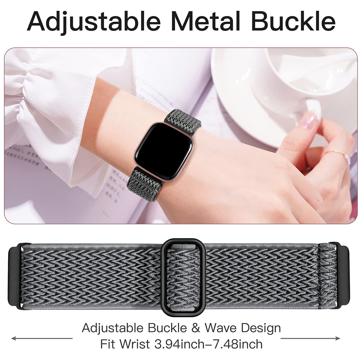 Fuleda elastic band with metal buckle end connectors for durability.