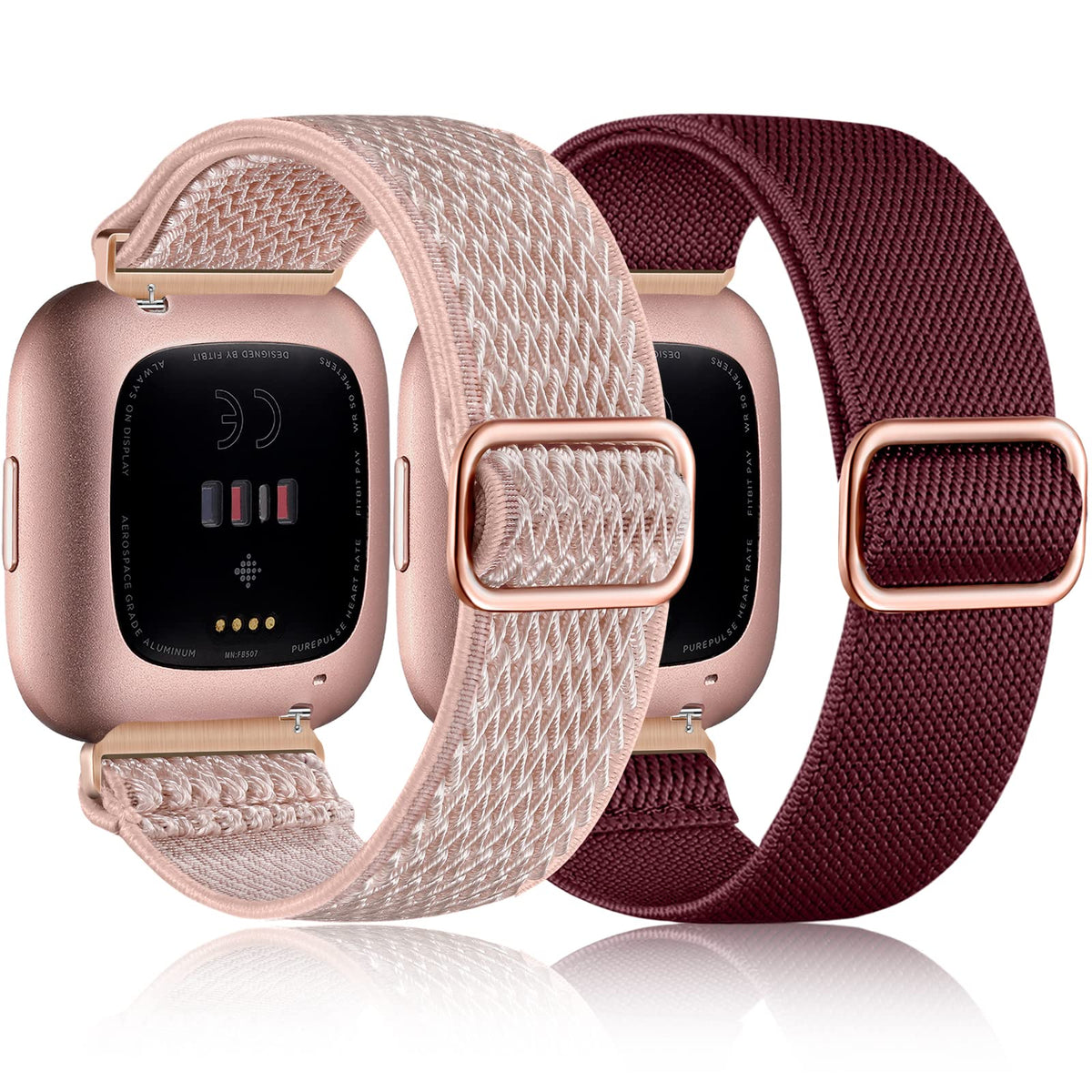 Fuleda elastic Versa 2 band in dark wine, breathable comfort for daily wear
