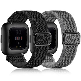 Fuleda Versa 2 elastic band in black, breathable nylon for all-day comfort.