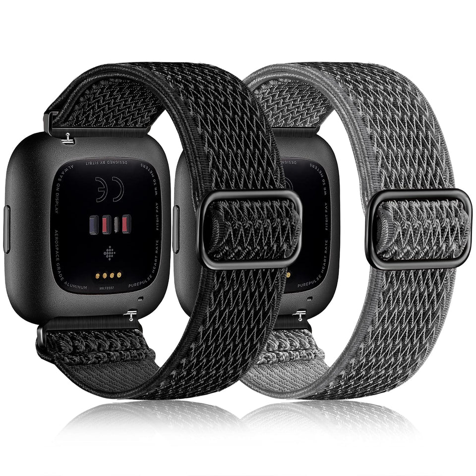 Fuleda Versa 2 elastic band in black, breathable nylon for all-day comfort.