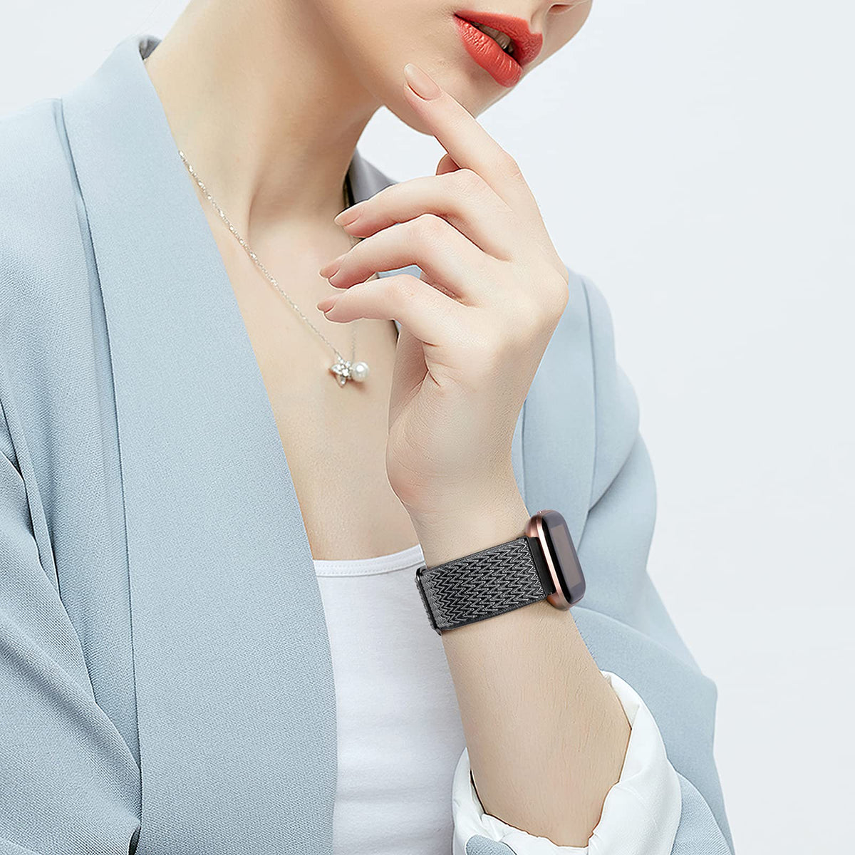 Fuleda Versa band breathable nylon keeps the wrist cool during workouts.