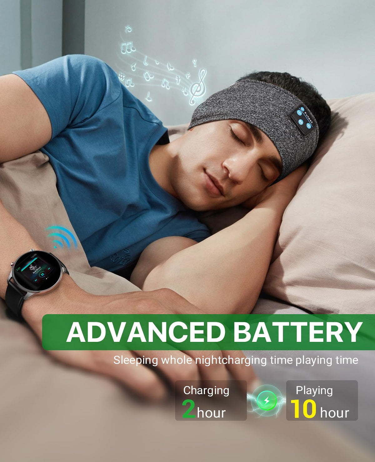 Fulext long-lasting battery delivers up to 10 hours of music.