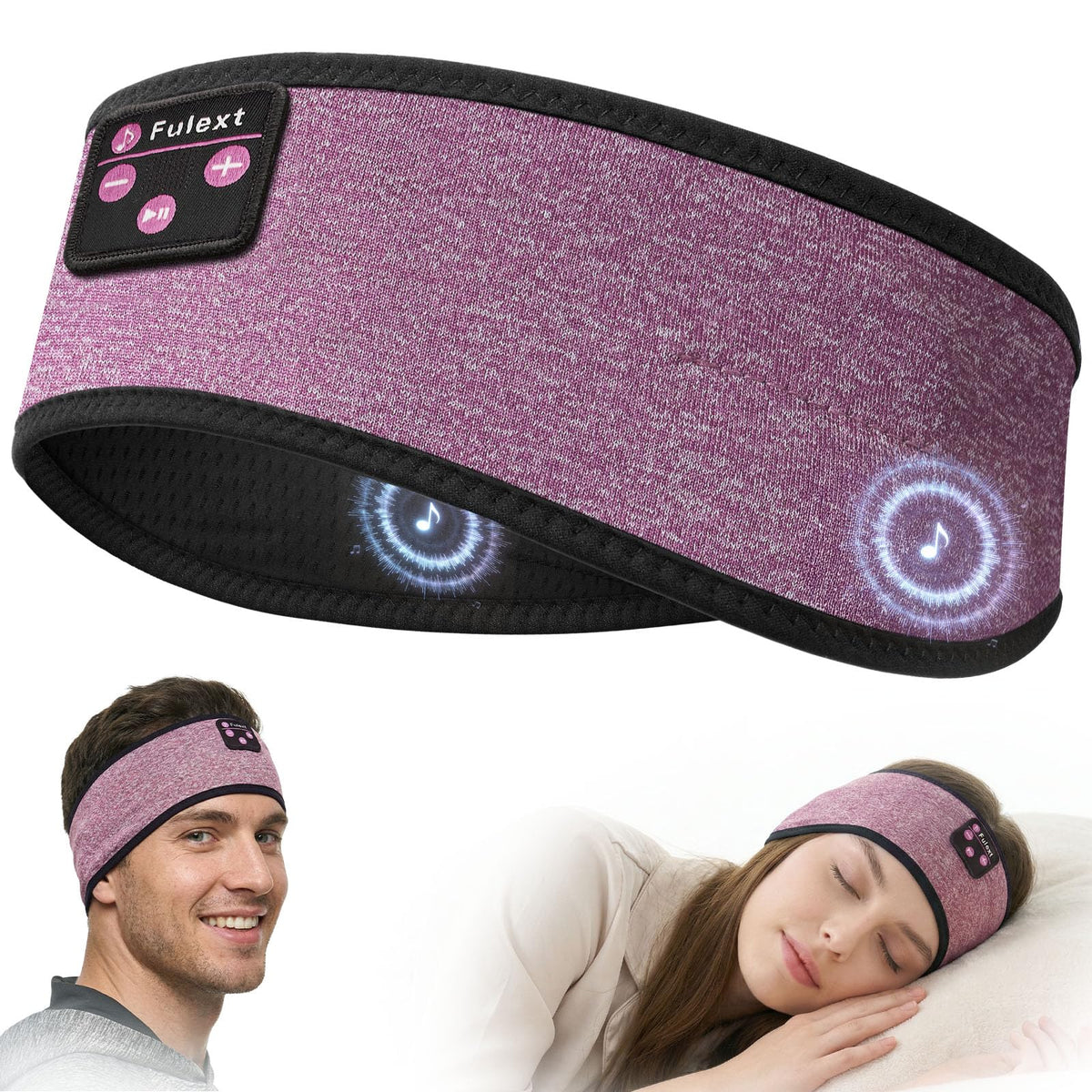 Fulext Bluetooth headband worn on the head for comfortable sleep music.
