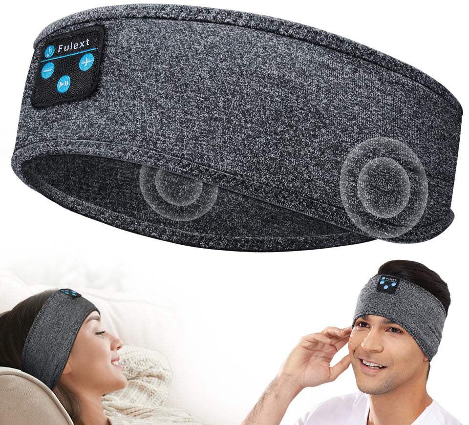 Fulext Bluetooth sleep headband close-up with slim speakers for comfortable night listening.