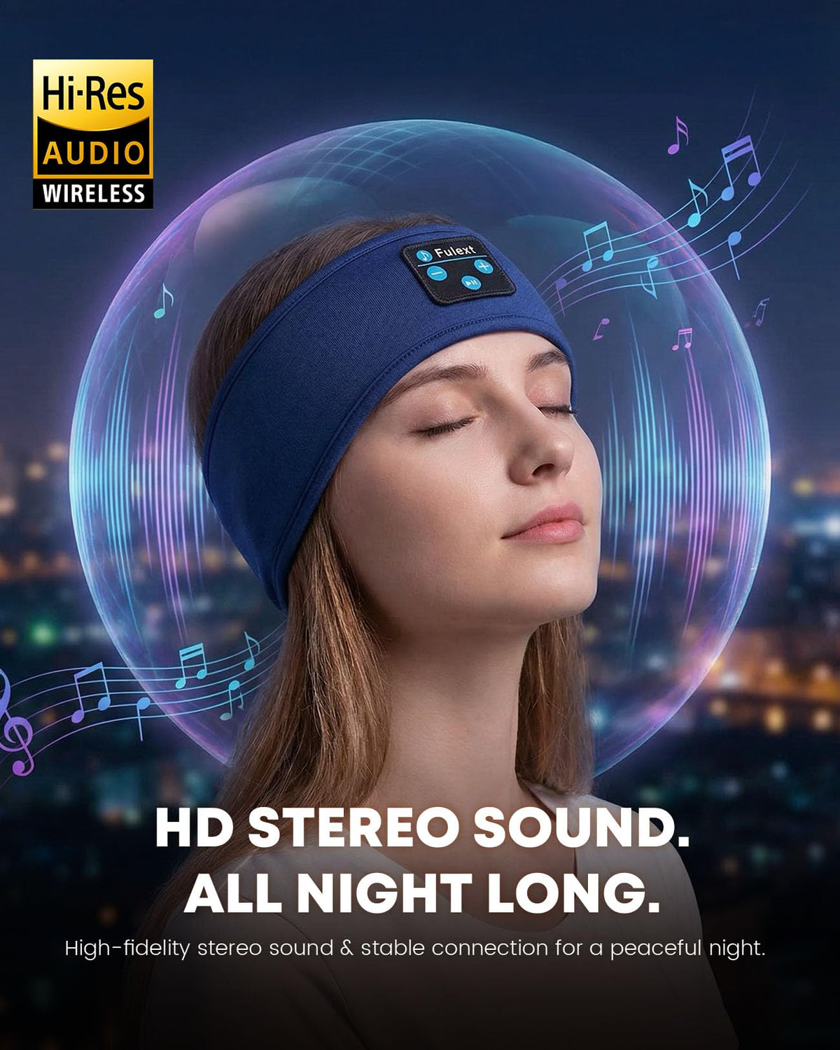 Fulext built-in speakers provide clear sound without waking you.
