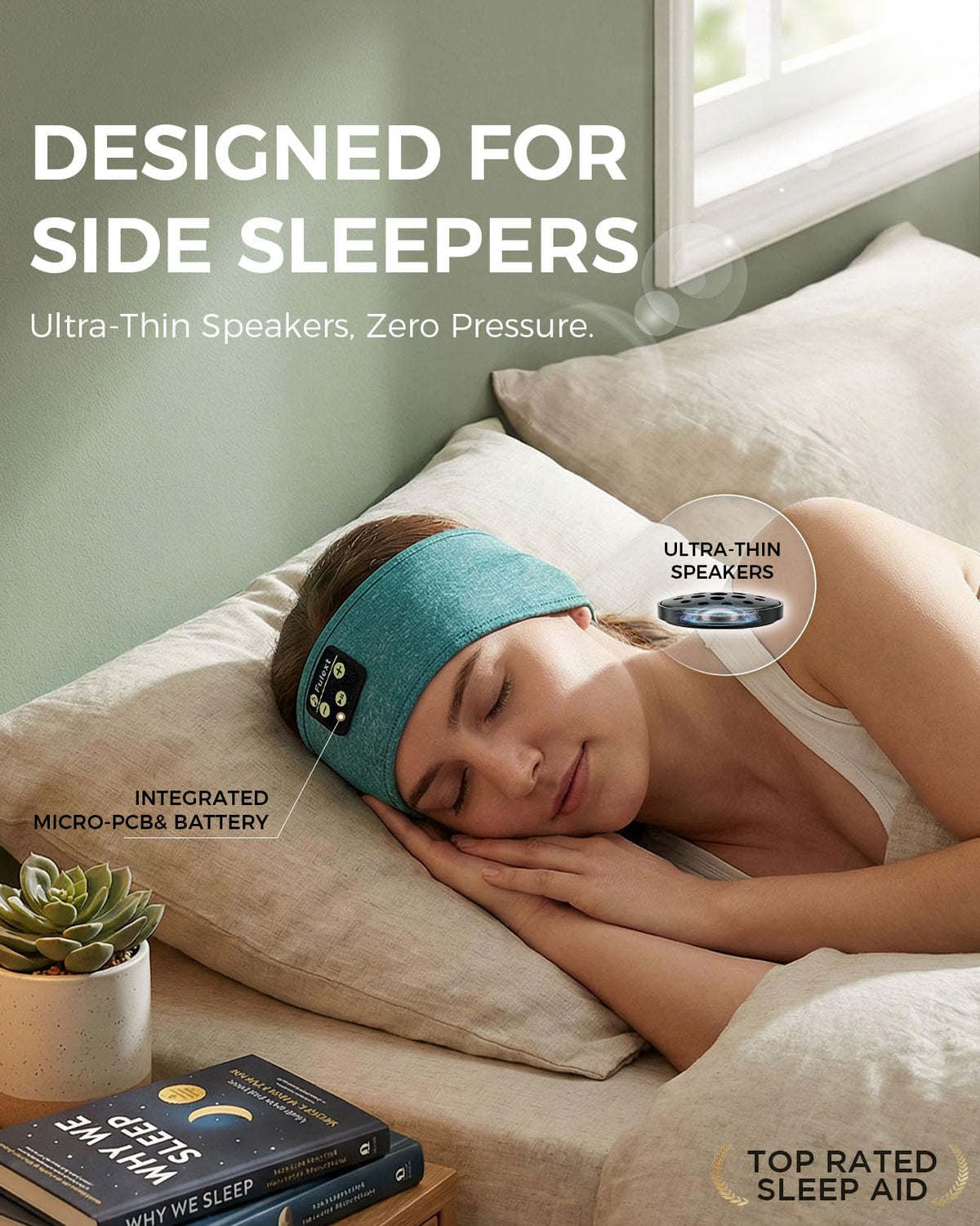 Fulext Sleep Headband offers side-sleeper comfort with breathable mesh fabric