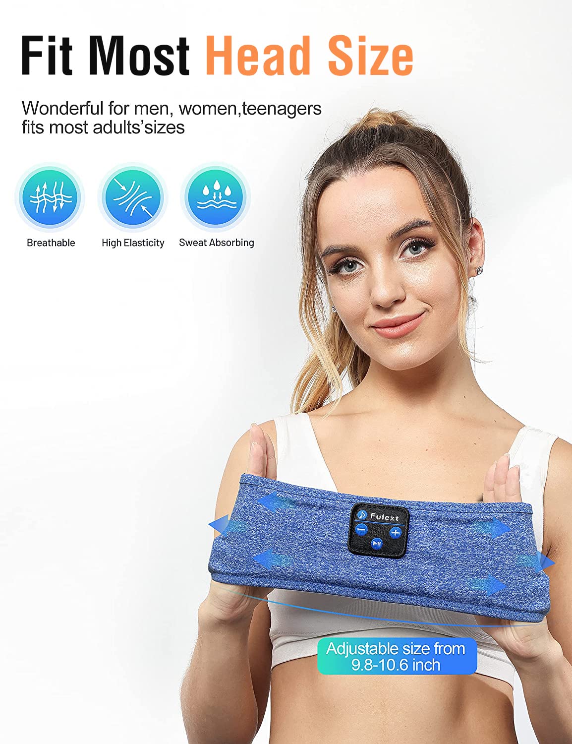 Fulext Sleep Headphones Band built-in mic and controls for easy calls.
