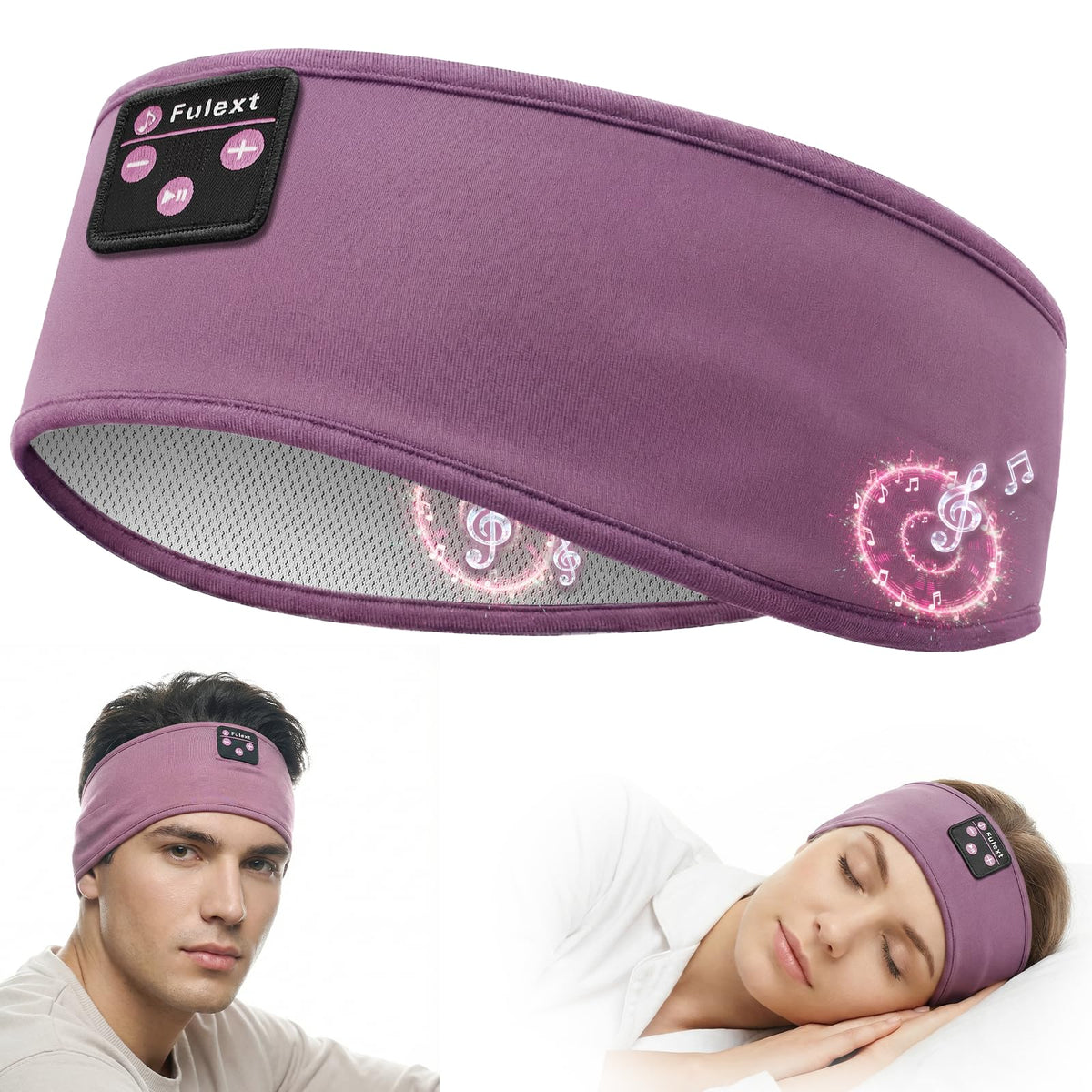 Fulext Sleep Headphones band closeup shows soft fabric for all‑night wear