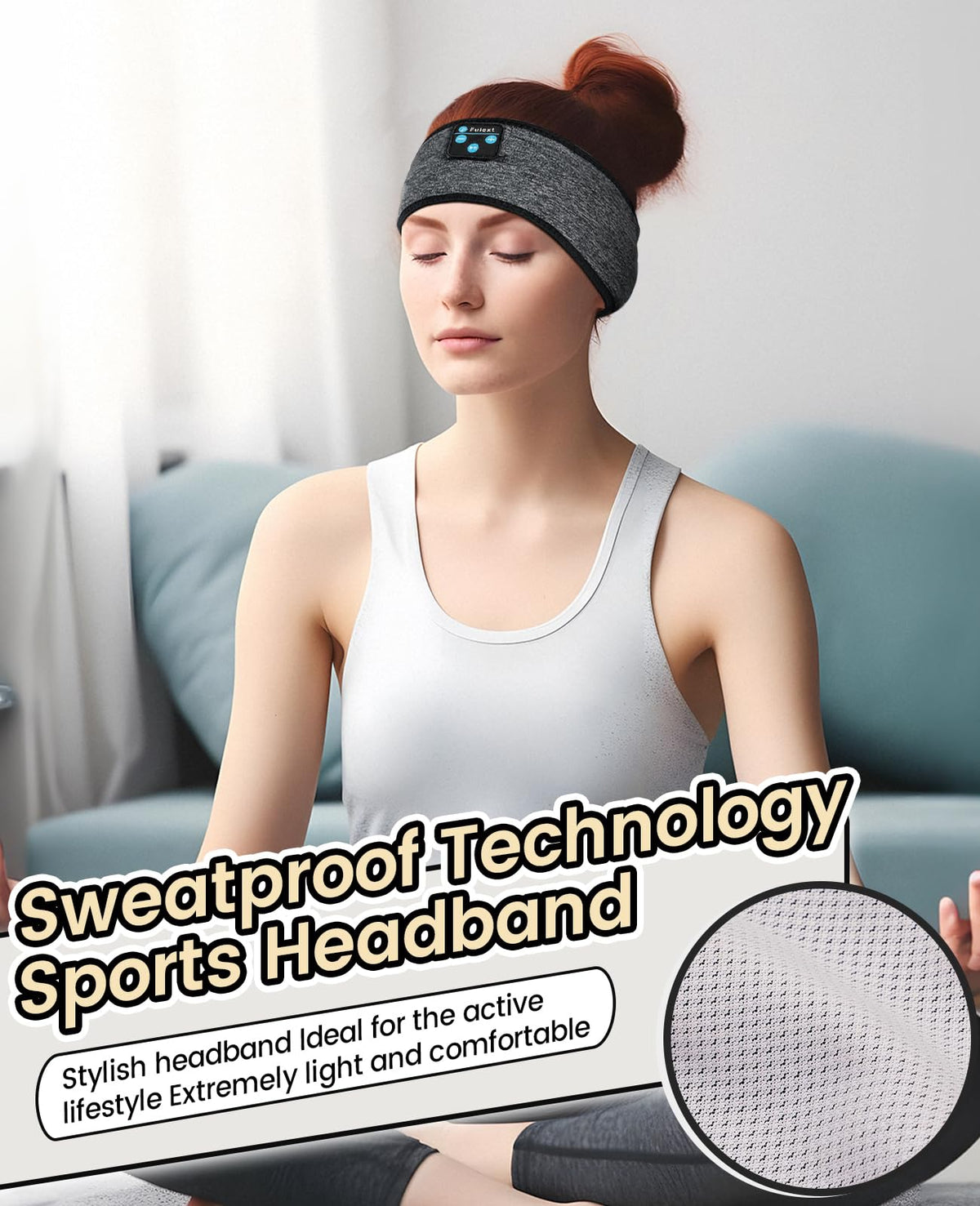 Fulext sleep headphones band elastic fabric stays cool and comfortable.