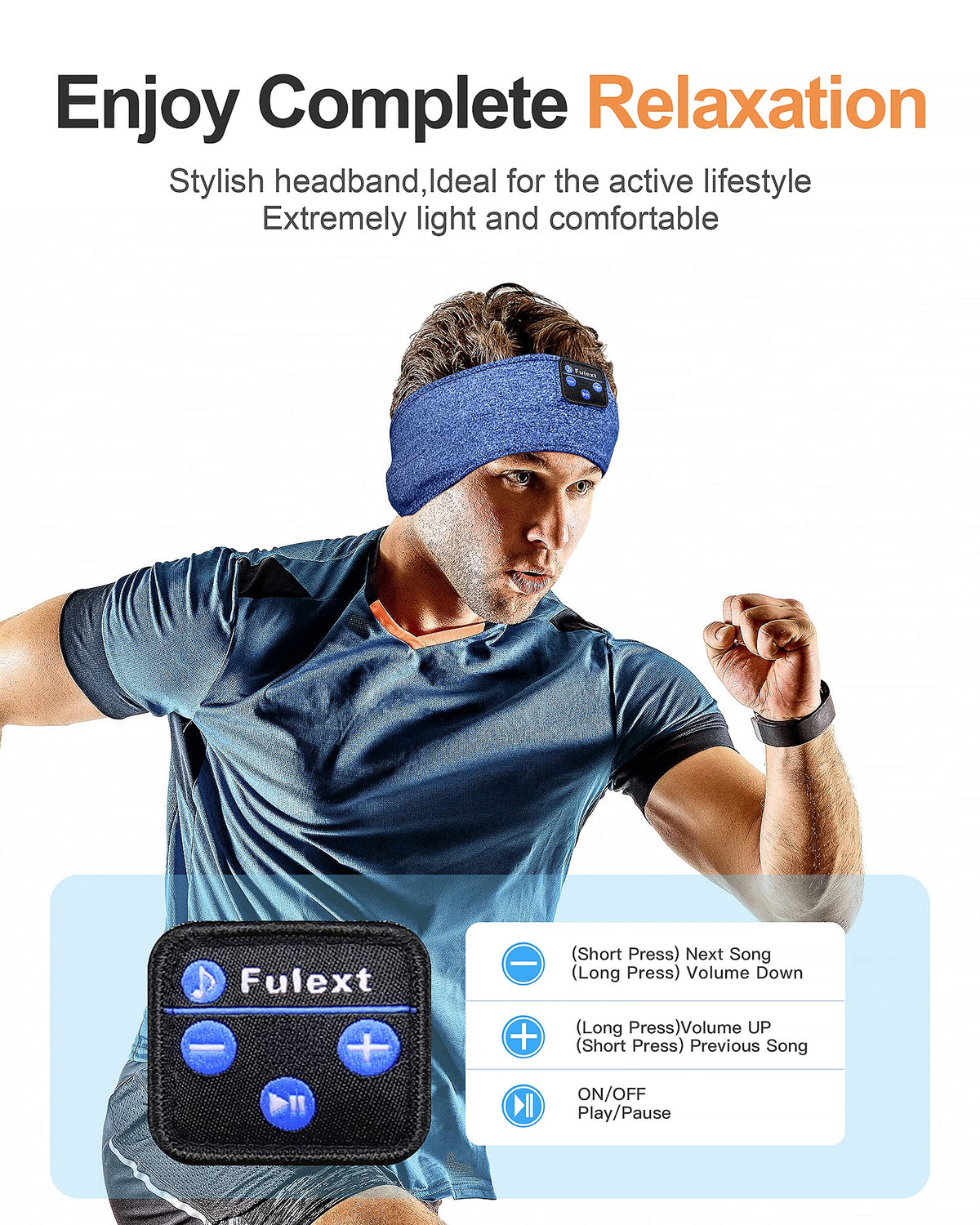 Fulext Sleep Headphones Band eye-cover feature provides darkness and focus.