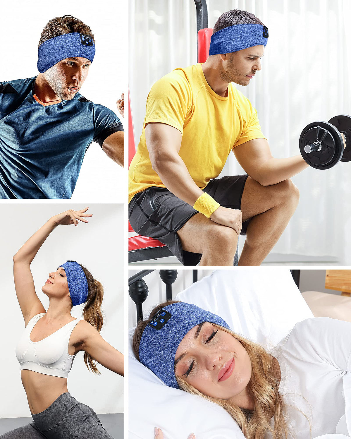 Fulext Sleep Headphones Band flat-design ear speakers reduce pressure for side sleeping.