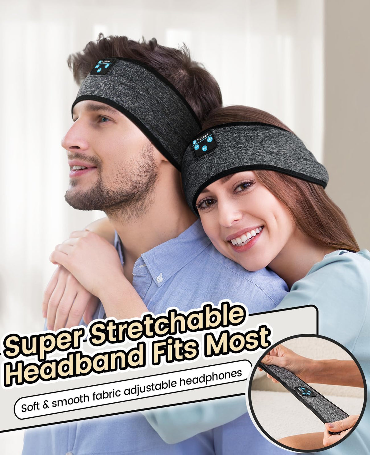 Fulext sleep headphones band side-sleeper use for comfortable listening.