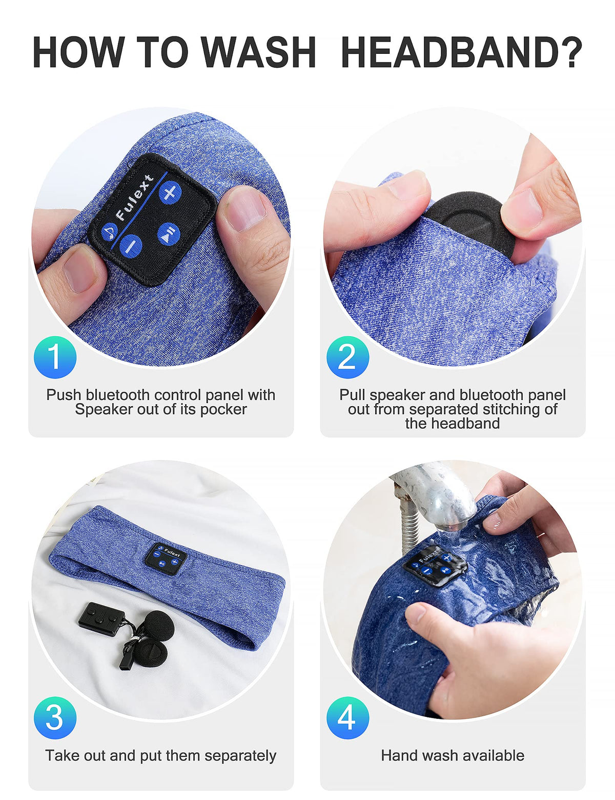 Fulext Sleep Headphones Band machine washable after removing the control pod.
