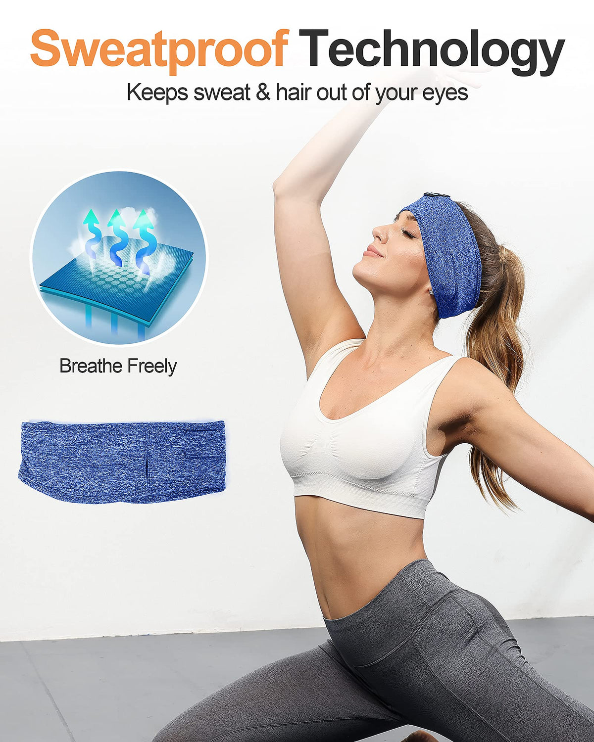 Fulext Sleep Headphones Band in action during workout providing hands-free control.