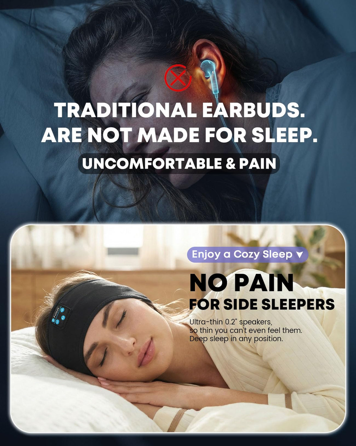 Fulext Sleep Headphones Bluetooth setup enabling wireless listening