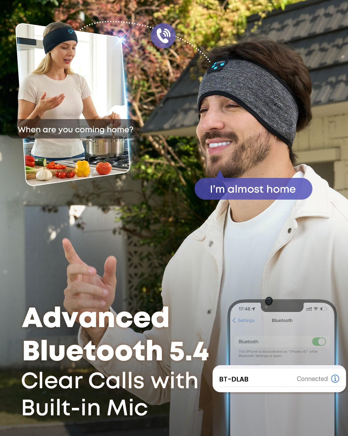 Fulext Sleep Headphones Bluetooth 5.2 deliver stable connections to devices