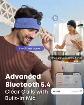 Fulext sleep headband built-in mic enables hands-free calls while lounging.