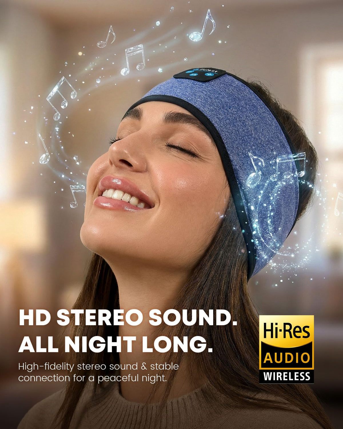 Fulext sleep headband close-up shows soft hypoallergenic fabric.