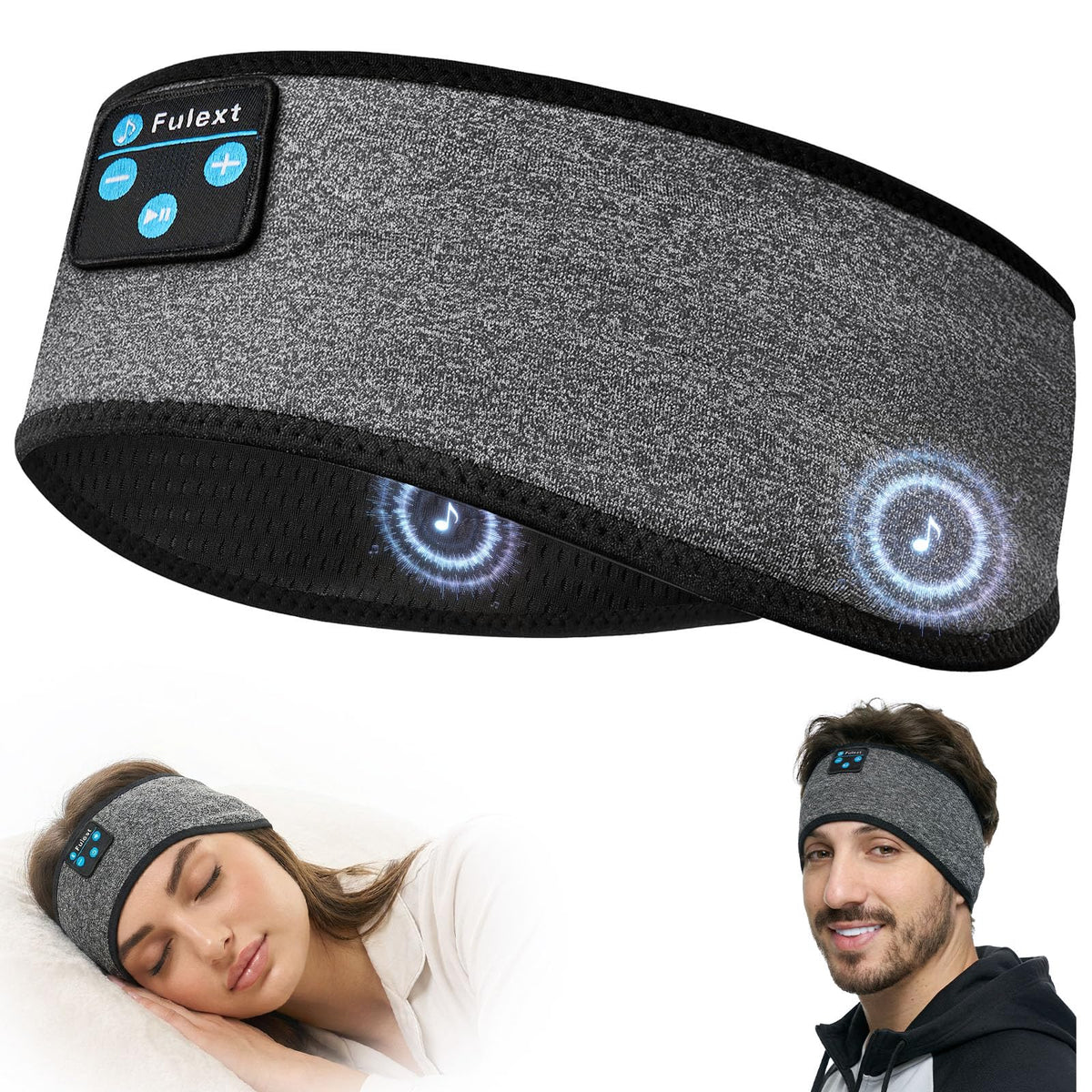 Fulext Sleep Headphones headband close-up with soft fabric blocks light for better rest