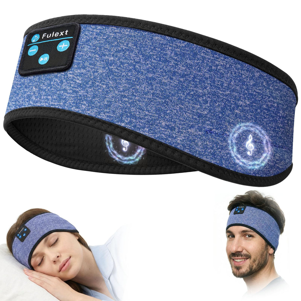 Fulext sleep headband on bed highlights cozy comfort for restful nights.