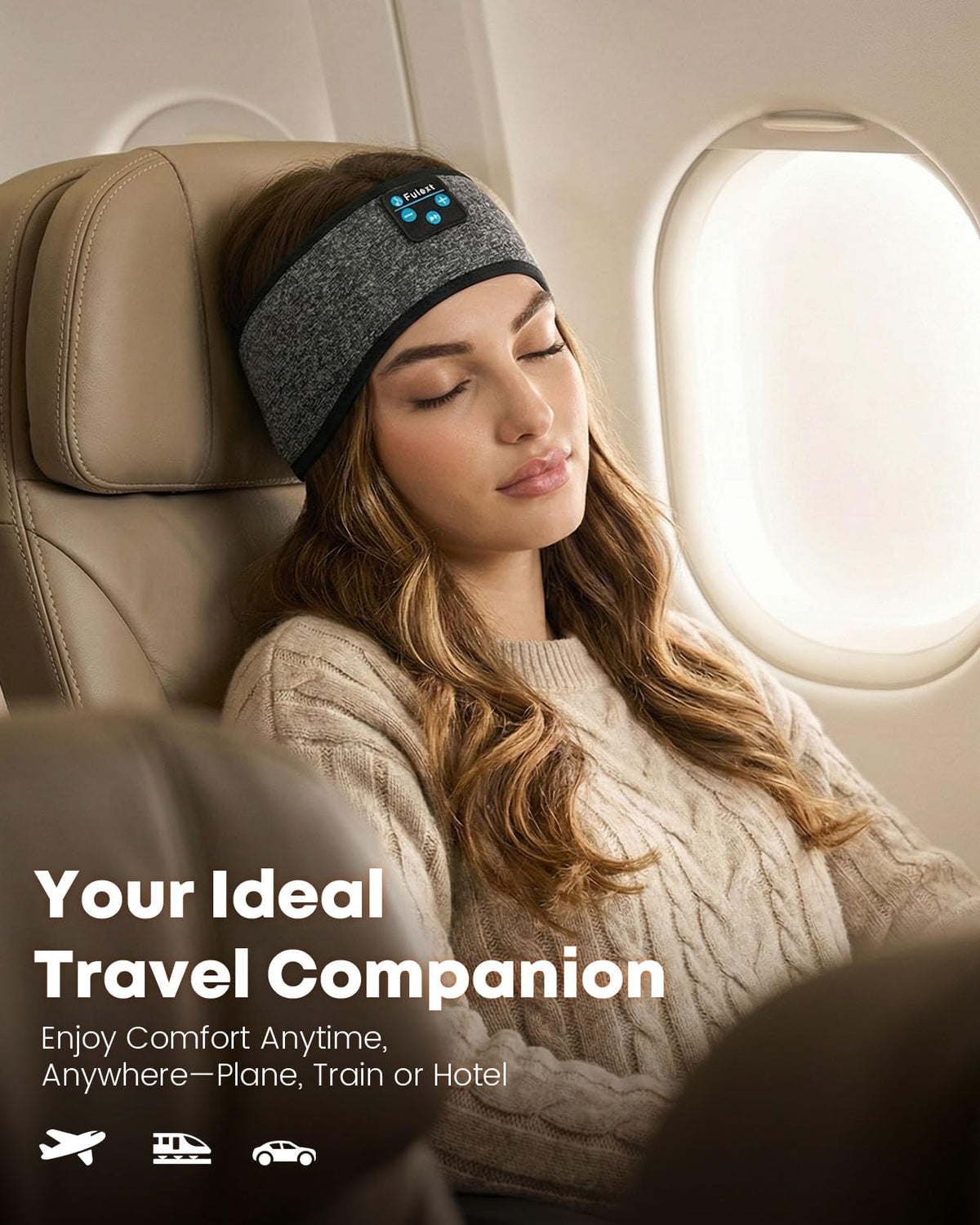 Fulext Sleep Headphones on travel reduce light and provide soothing audio