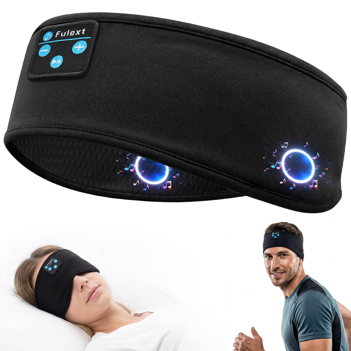 Fulext sleep headphones headband with ultra-thin speakers for side sleepers, comfortable audio